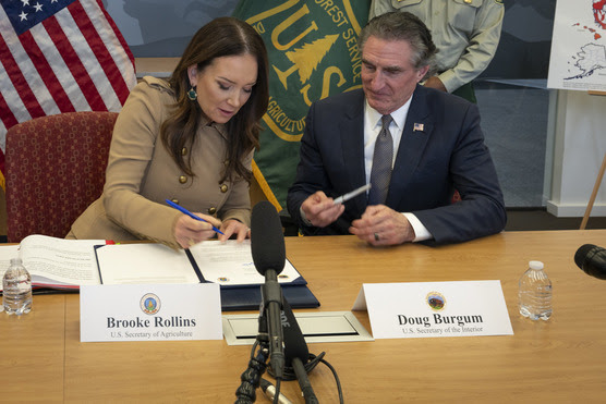 U.S. Secretary of Agriculture Brooke L. Rollins and U.S. Secretary of the Interior Doug Burgum U.S. Secretary of Agriculture Brooke L. Rollins and U.S. Secretary of the Interior Doug Burgum